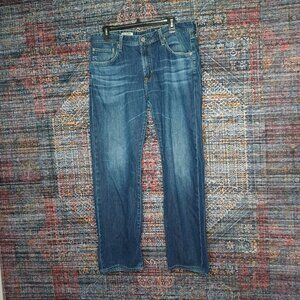 Adriano Goldschmied mens dark distressed The Protege straight Supima jeans 36x32